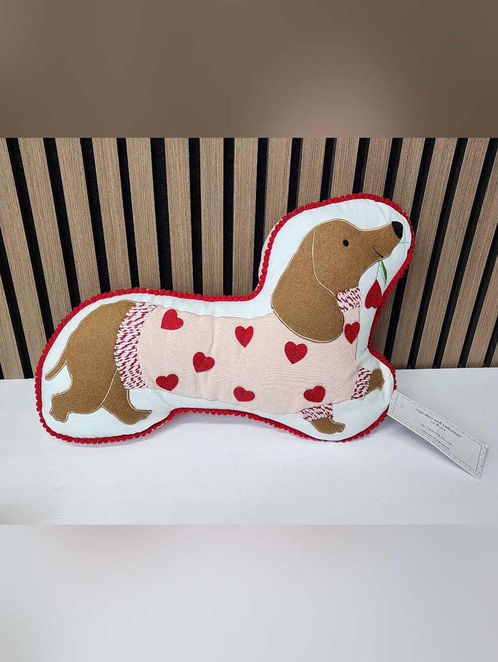 Cupcakes & Cashmere Dachshund Dog Hearts Valentine Decorative Pillow New